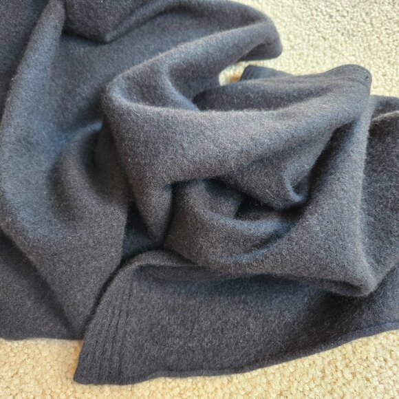 Thick BLACK Cashmere Oversized Scarf Brushed Felted - Picture 8 of 11